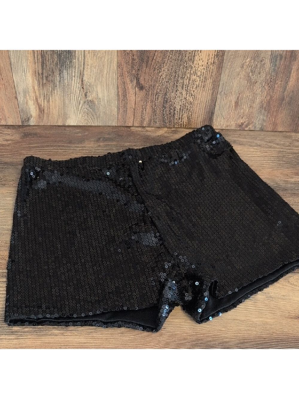 Spirit Black Sequin High Waist Shorts XL                -A811